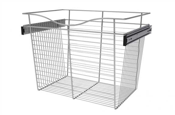 Wire Basket 16'' Deep Pullout for Closet - Chrome