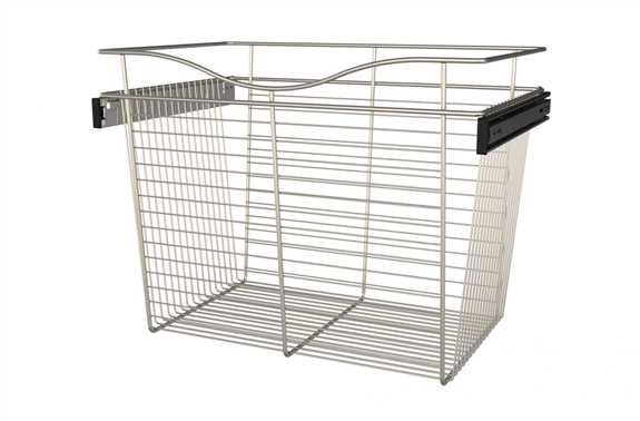 Wire Basket 16'' Deep Pullout for Closet - Satin Nickel