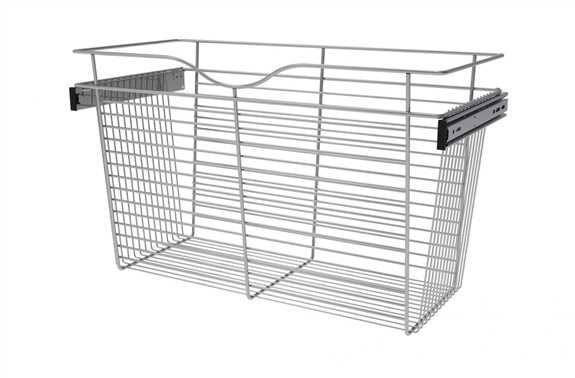 Wire Basket 14" Deep Pullout for Closet - Chrome