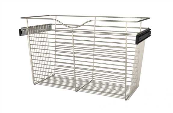Wire Basket 14" Deep Pullout for Closet - Satin Nickel