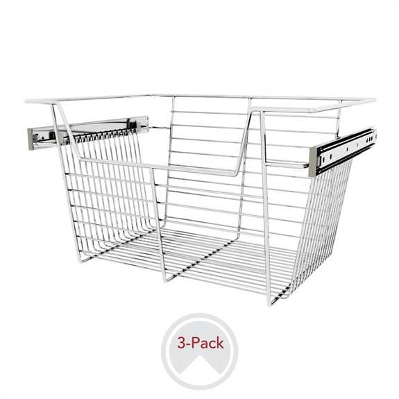 Chrome 18" Pullout Basket for 14"  Deep Closet 10" H 3/PC