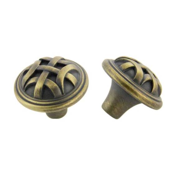 K-82115.ABSB 32MM Braided Knob Antique Satin Brass