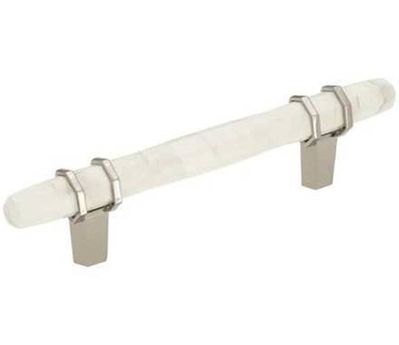 BP-36648-MWPN Carrione 3-3/4" Pull - Marble White/Polished Nickel