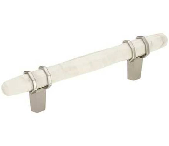 BP-36649-MWPN Carrione 5-1/16'' Pull - Marble White/Polished Nickel