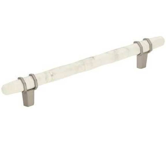 BP-36650-MWG10 Carrione 6-5/16'' Pull - Marble White/Satin Nickel