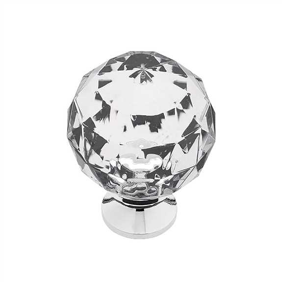 P30101-CHC-C Acrylic Faceted 1-3/16'' Knob - Chrome/Clear