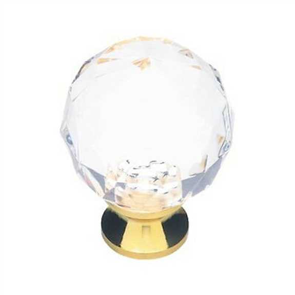 P30101-CSB-C5 Acrylic Faceted 1-3/16'' Knob - Crystal/Brass