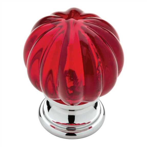 P30104-102-C Sculpted Acrylic 1-1/4" Knob - Chrome/Red