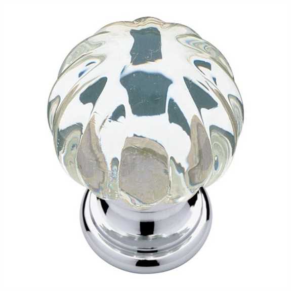 P30104-CHC-C Sculpted Acrylic 1-1/4" Knob - Chrome and Clear