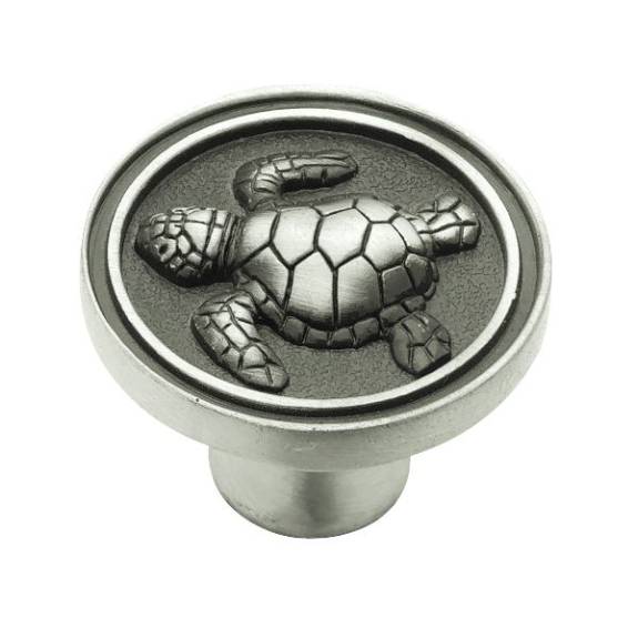 PBF656-BSP-C Turtle 1-3/8"  Knob - Brushed Satin Pewter