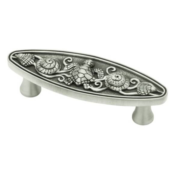 PBF663-BSP-C Seaside Oval 3'' Cabinet Pull - Brushed Satin Pewter