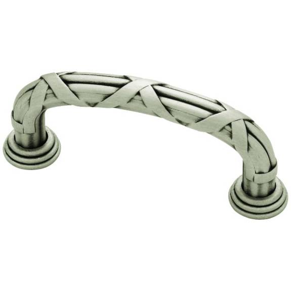 PN1517-BSP-C Ribbon and Reed 3'' Cabinet Pull - Brushed Satin Pewter