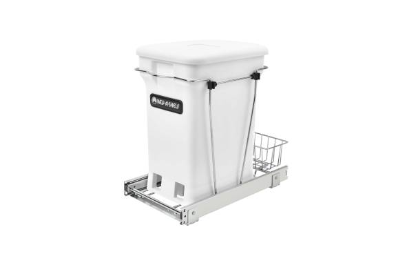 Chrome Bottom Mount Waste Pullout with Single White 6-Gallon Compo and Container