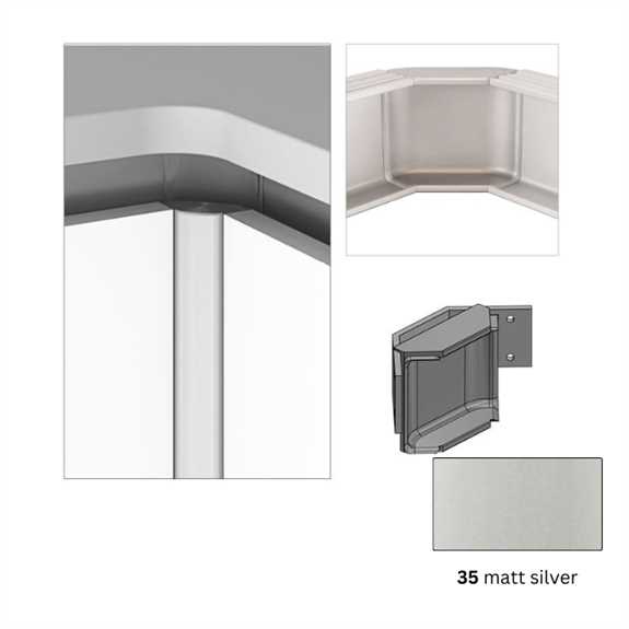 Chamfered Corner 90 - Upper Traditional 19 Gola - Matt Silver