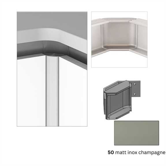 Chamfered Corner 90 - Upper Traditional 19 Gola -  Matt Inox Champagne