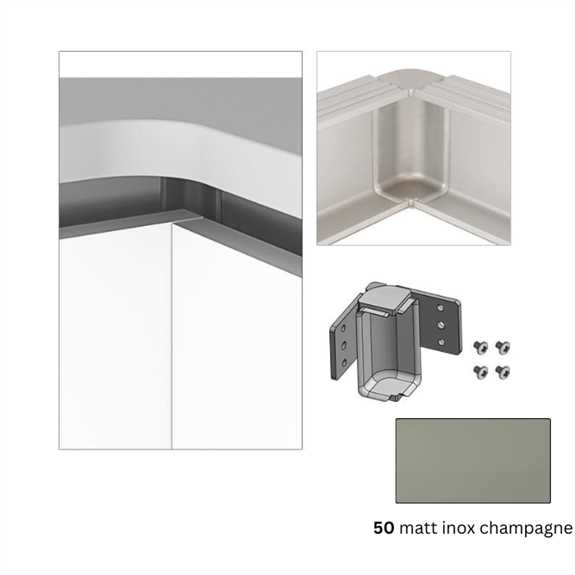Interior Angle 90 - Upper Traditional 19 Gola - Matt Inox Champagne