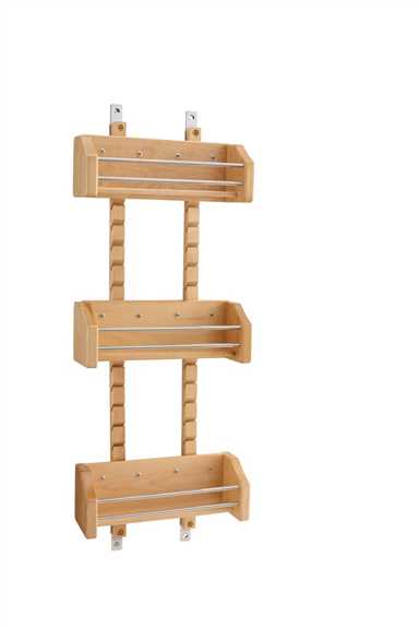 15" Adjustable Door Mount Wood Spice Rack