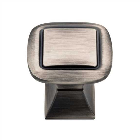 P20327-904 Square Base 1-1/4" Knob - Heirloom Silver