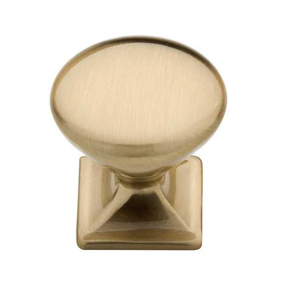 P20387-SBS Square Base 1-1/4" Knob - Soft Brass