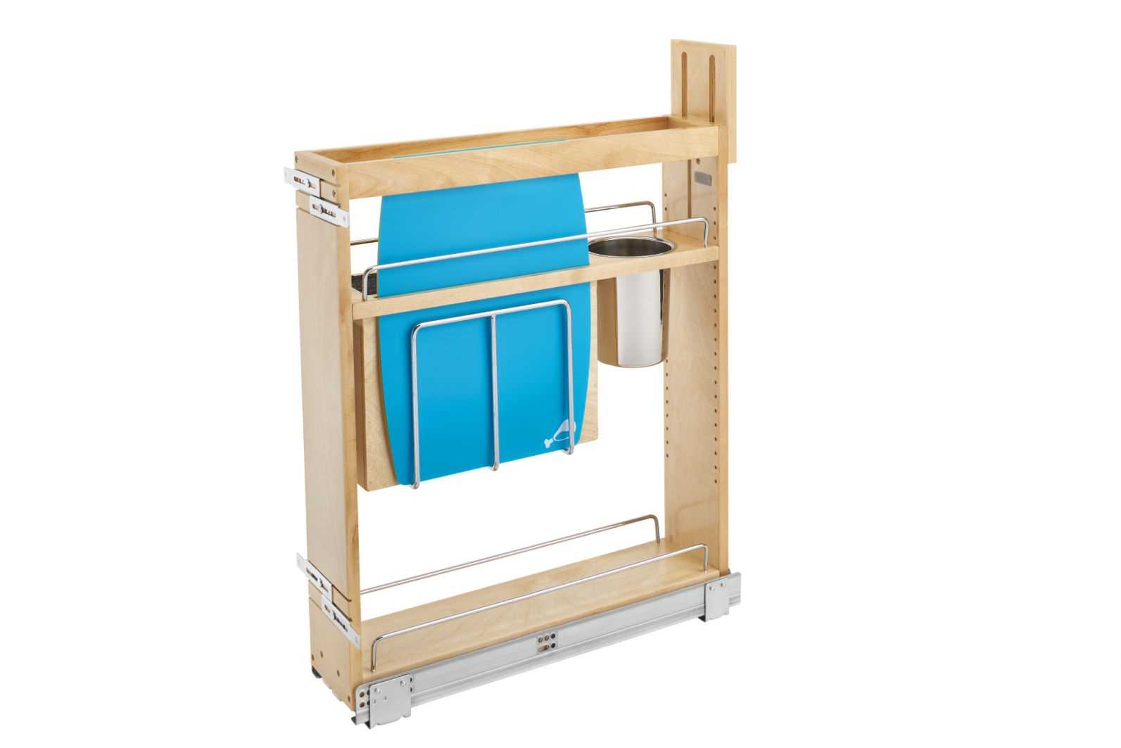 Rev-A-Shelf - 448UT-BCSC-8C - 8 in. Pull-Out Wood Base Cabinet Utensil Organizer