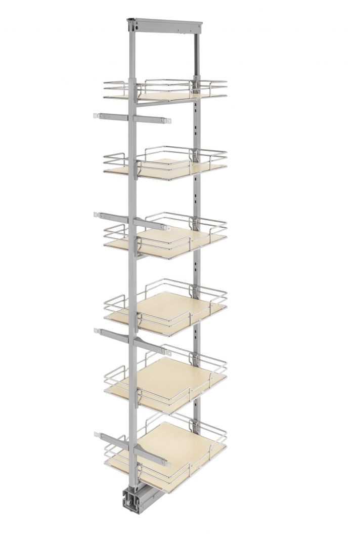 6-Shelf Chrome Maple Tall Pantry Pull-Out 9 Width